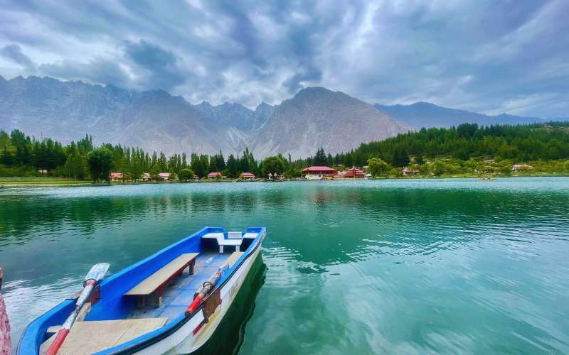 a boat in Shangrilla lake skardu